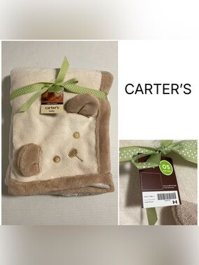 🆕CARTER’S - NWT - 40”X30” - INFANT BROWN TAN BEAR COZY SHERPA BLANKET